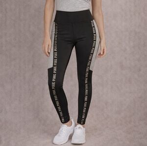 PINK Victoria's Secret Black and Gray Side Logo Leggings